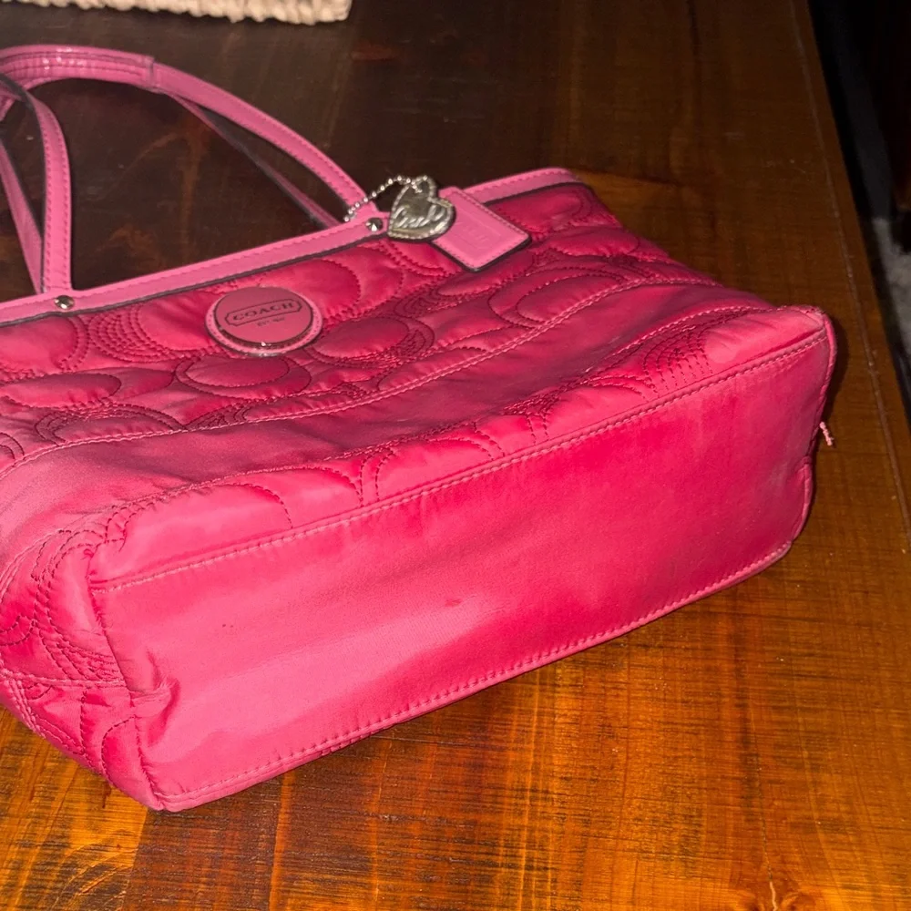Coach Y2K Fuchsia Quilted Nylon Monogram Tote Bag - Picture 5 of 15